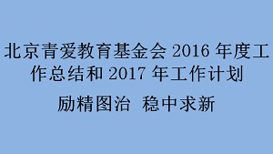 北京青爱教育基金会2016年度工作总结和2017年工作计划