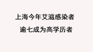 上海今年艾滋感染者逾七成为高学历者