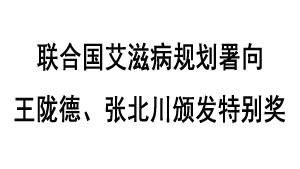 联合国艾滋病规划署向王陇德、张北川颁发特别奖