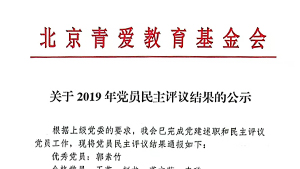 关于2019年党员民主评议结果的公示