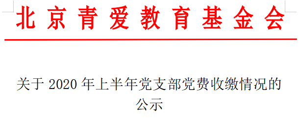 关于2020年上半年党支部党费收缴情况的公示