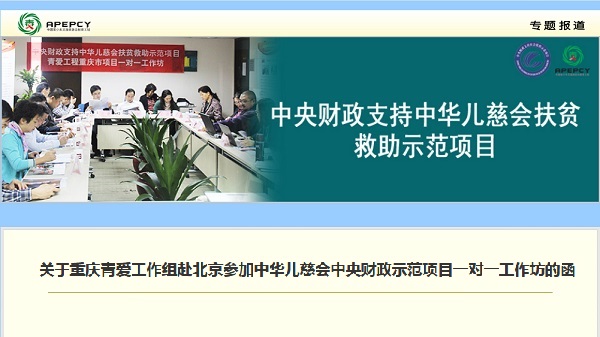 关于重庆青爱工作组赴北京参加中华儿慈会中央财政示范项目一对一工作坊的函